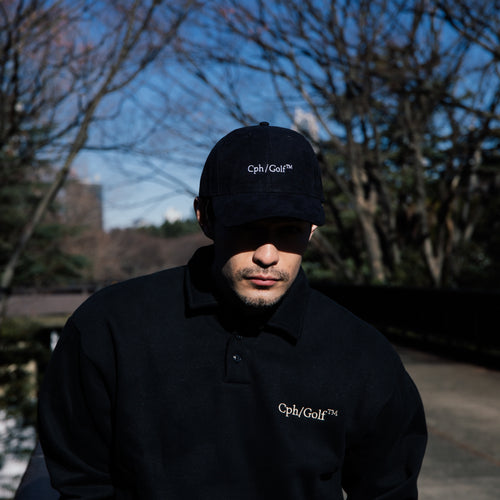 #DIGNIFIED LOGO FLEECE PULLOVER L/S POLO BLACK