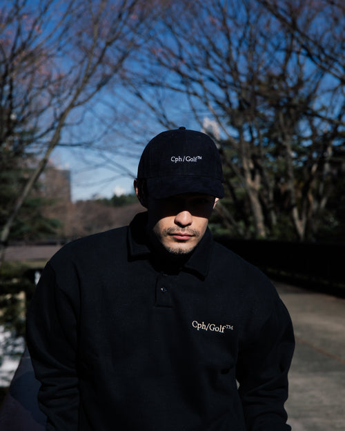 #DIGNIFIED LOGO FLEECE PULLOVER L/S POLO BLACK