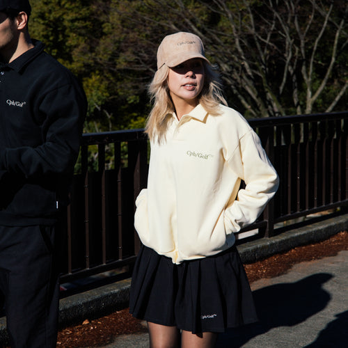 [WOMEN]#DIGNIFIED LOGO FLEECE PULLOVER L/S POLO CREAM