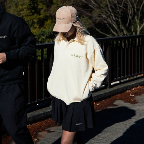 [WOMEN]#DIGNIFIED LOGO FLEECE PULLOVER L/S POLO CREAM