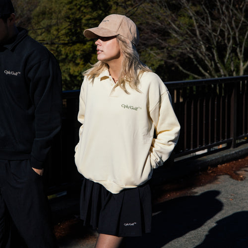 [WOMEN]#DIGNIFIED LOGO FLEECE PULLOVER L/S POLO CREAM