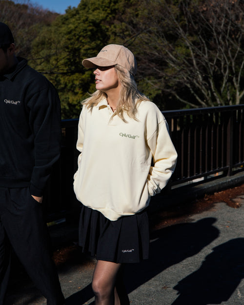 [WOMEN]#DIGNIFIED LOGO FLEECE PULLOVER L/S POLO CREAM