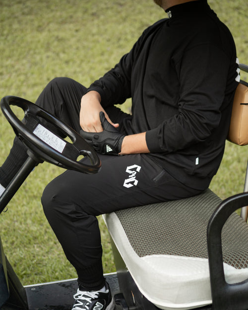 #09×2 IN OUT L/S MOCK NECK TEE BLACK