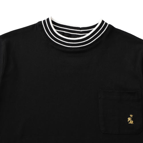 HIGH NECK POCKET T-SHIRT BLACK