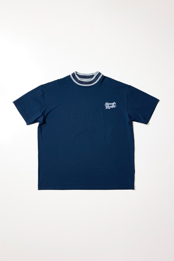 BARE JERSEY MOCK NECK T-SHIRT NAVY