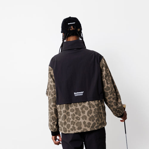 Thermo Stand Neck Jacket Olive Leopard