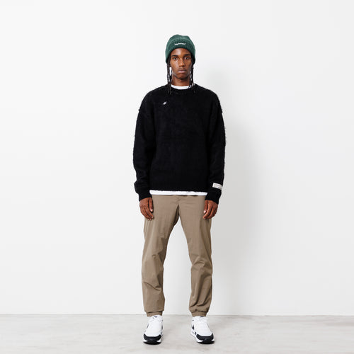 Mohair Crew Knit Pullover Black