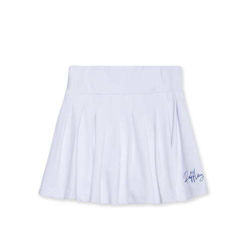 RUFFLOG CURSIVE LOGO SKIRT WHITE