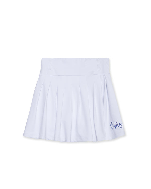 RUFFLOG CURSIVE LOGO SKIRT WHITE