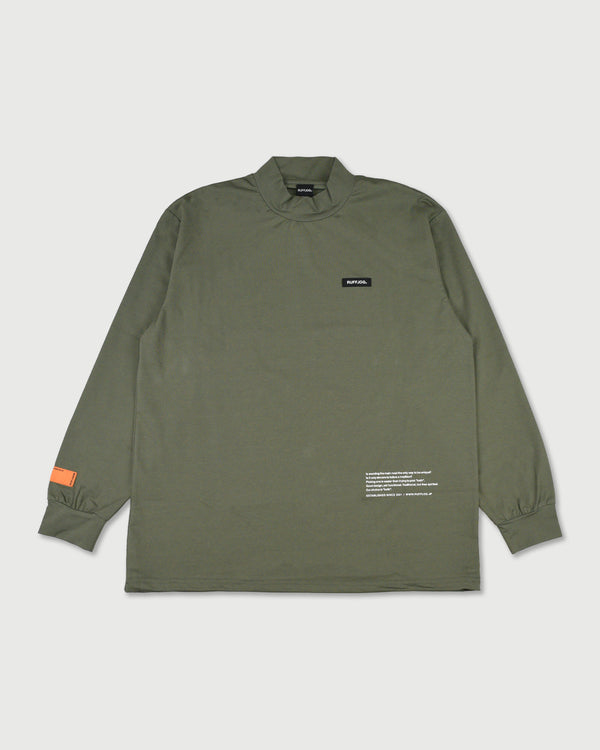 WM CENTER STRIPE LOGO L/S MOCK NECK