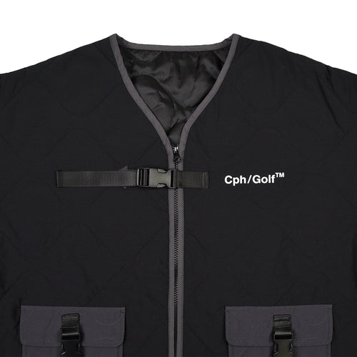 BICOLOR QUILTING NO COLLAR JACKET