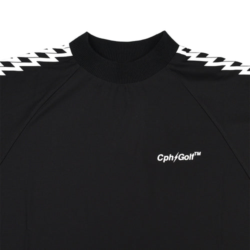 #THUNDER STRIPES MOCK NECK TEE