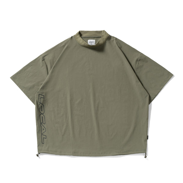 Nylon S/S MOCK NECK KHAKI