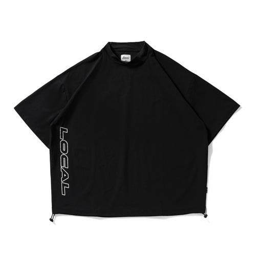 Nylon S/S MOCK NECK BLACK