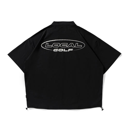 Nylon S/S MOCK NECK BLACK