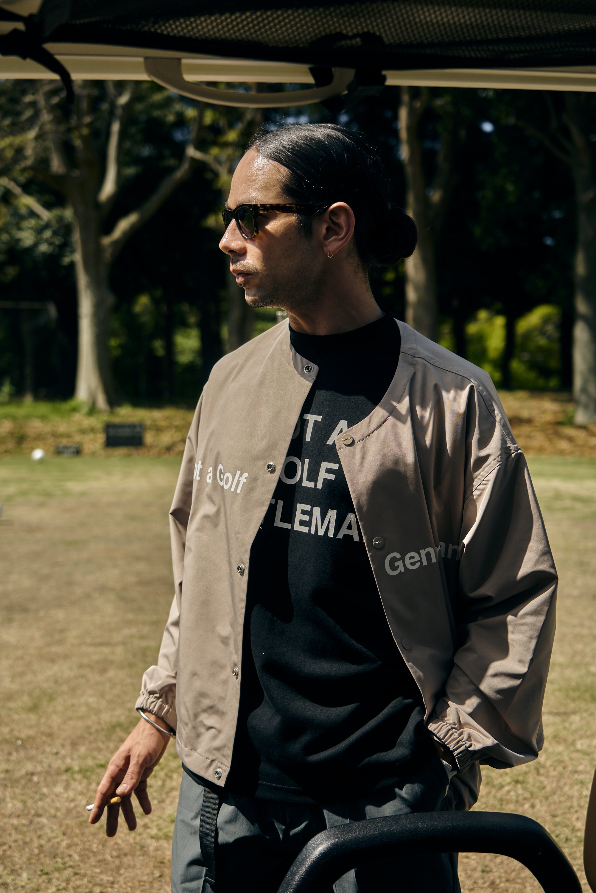 Cph/Golf™ QUILTING NO-COLLAR SETUP Cph/Golf™ LOGO NO COLLAR JACKET BLACK – Cph/Golf™︎