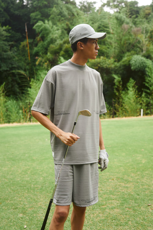 #BREATHABLE WAFFLE MOCK NECK TEE