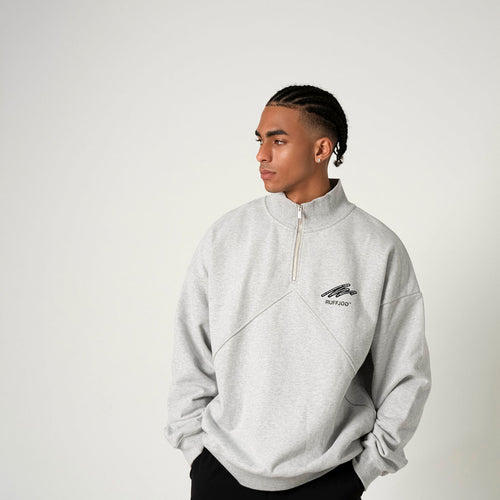 Heavy Weight Fill-in Logo Half Zip Sweat GRAY