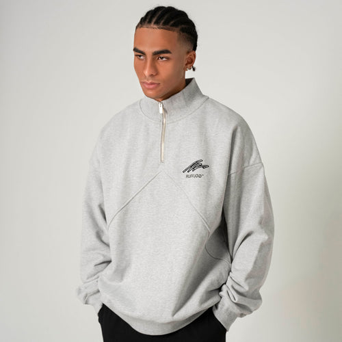 Heavy Weight Fill-in Logo Half Zip Sweat GRAY