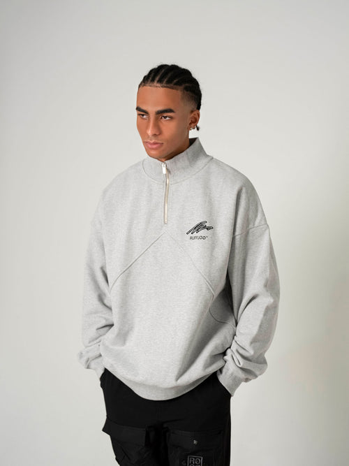 Heavy Weight Fill-in Logo Half Zip Sweat GRAY