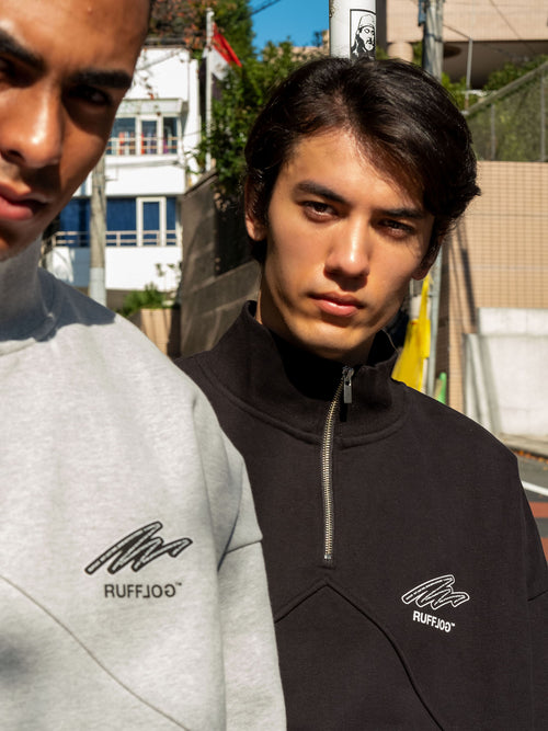 Heavy Weight Fill-in Logo Half Zip Sweat GRAY