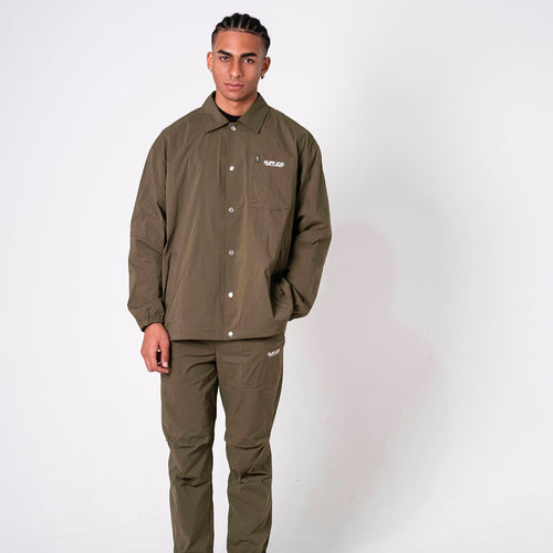 Stretch Nylon Coach Jacket Khaki