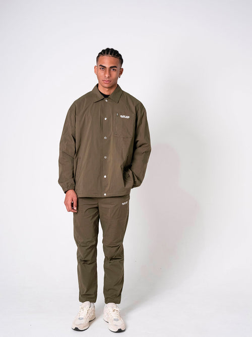 Stretch Nylon Coach Jacket Khaki