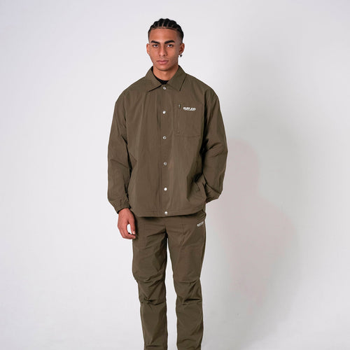 Stretch Nylon Coach Jacket Khaki