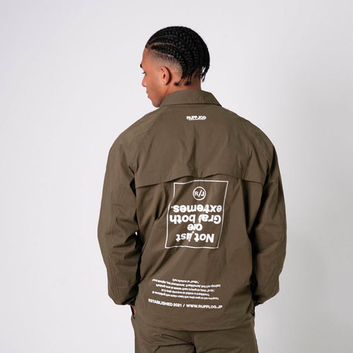 Stretch Nylon Coach Jacket Khaki