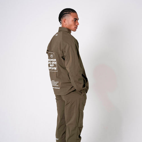 Stretch Nylon Coach Jacket Khaki