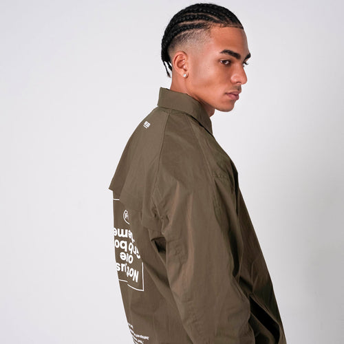 Stretch Nylon Coach Jacket Khaki