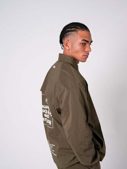 Stretch Nylon Coach Jacket Khaki