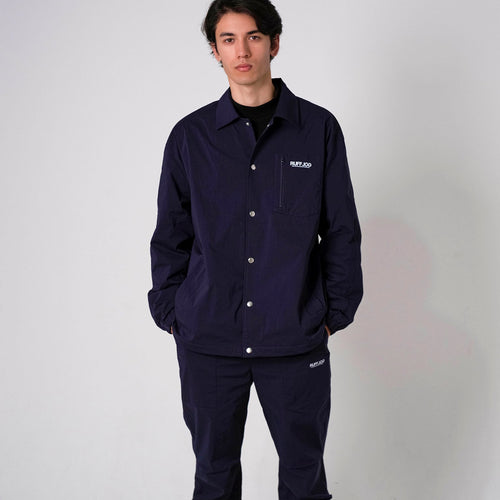 Stretch Nylon Coach Jacket Navy