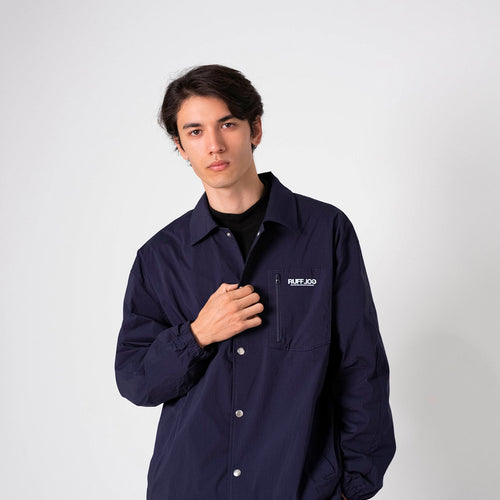 Stretch Nylon Coach Jacket Navy