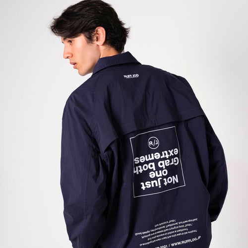 Stretch Nylon Coach Jacket Navy