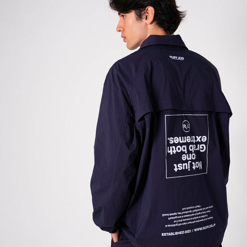 Stretch Nylon Coach Jacket Navy