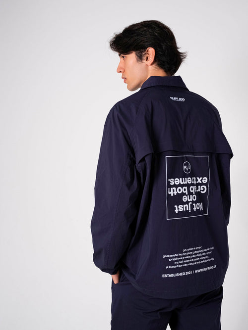 Stretch Nylon Coach Jacket Navy