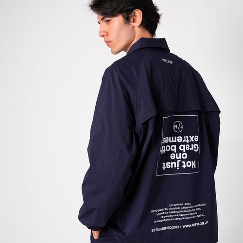 Stretch Nylon Coach Jacket Navy