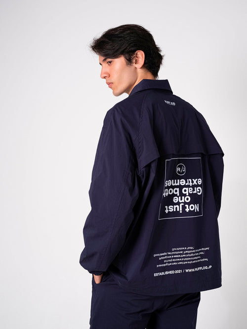 Stretch Nylon Coach Jacket Navy