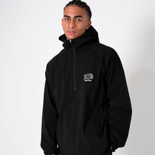 Stretch Nylon Fill-in Logo Anorak BLACK