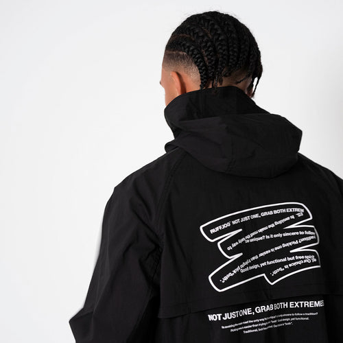 Stretch Nylon Fill-in Logo Anorak BLACK