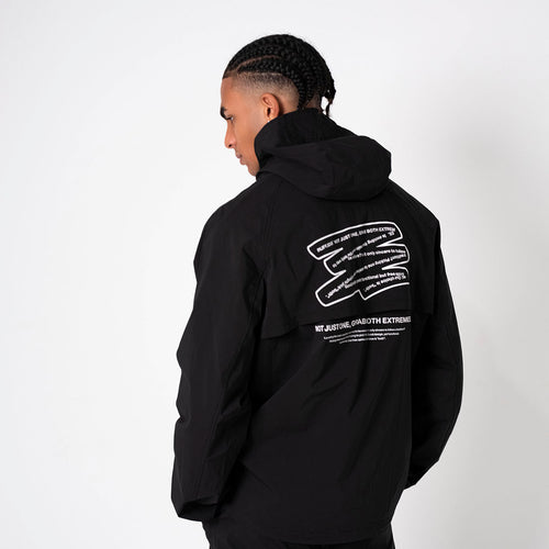 Stretch Nylon Fill-in Logo Anorak BLACK