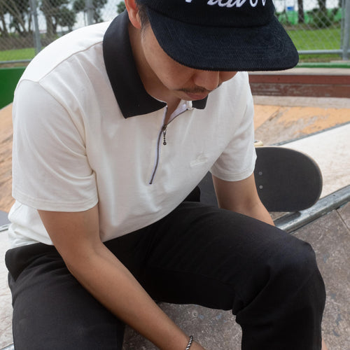 HALF ZIP POLO White