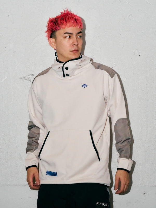 BORDER BACK HOODIE PARKA WHITE