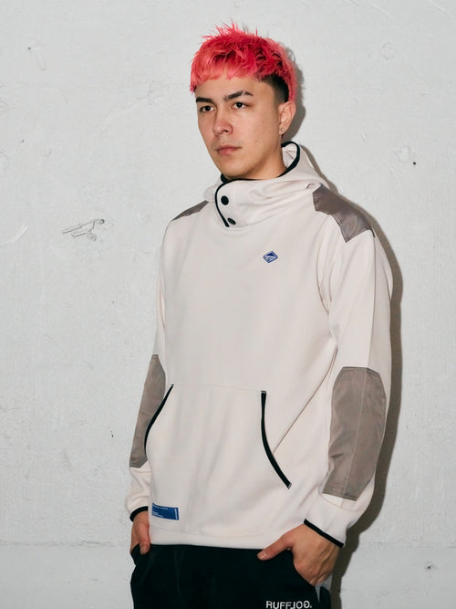 BORDER BACK HOODIE PARKA WHITE