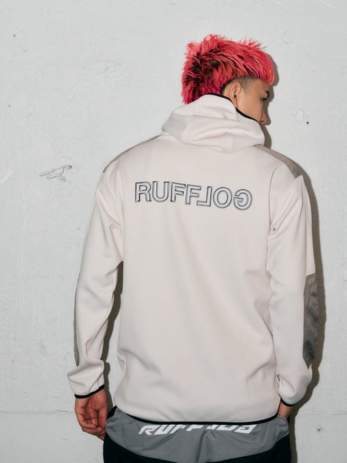 BORDER BACK HOODIE PARKA WHITE
