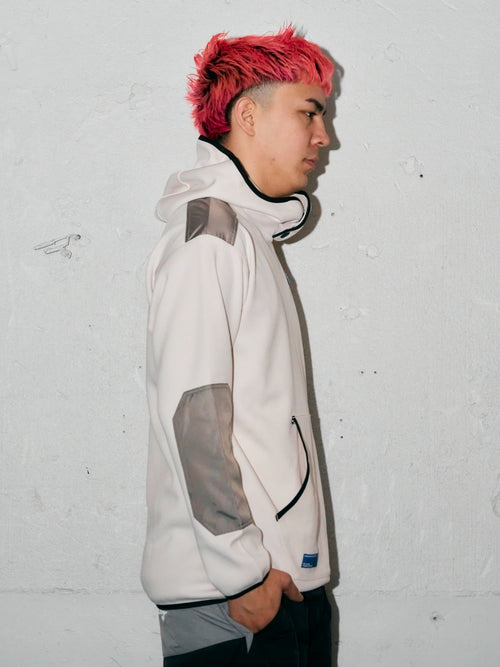 BORDER BACK HOODIE PARKA WHITE