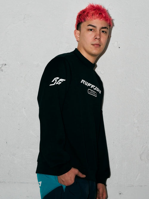 RACING LOGO L/S MOCK NECK SHIRTS BLACK
