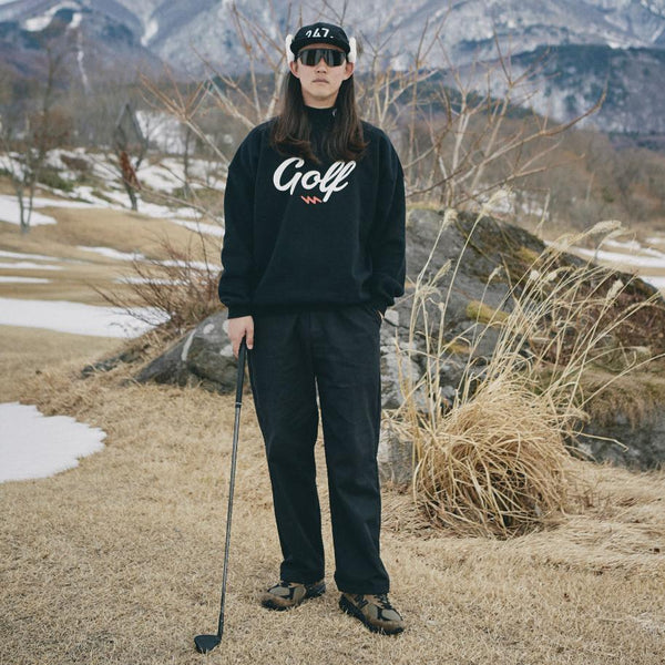 GOLF LOGO MOCKNECK SWEAT BLACK