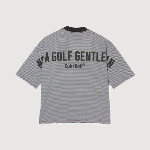 SHELTECH®︎×Cph/Golf™ #GENTLEMAN BORDER MOCKNECK TEE BLACK BORDER